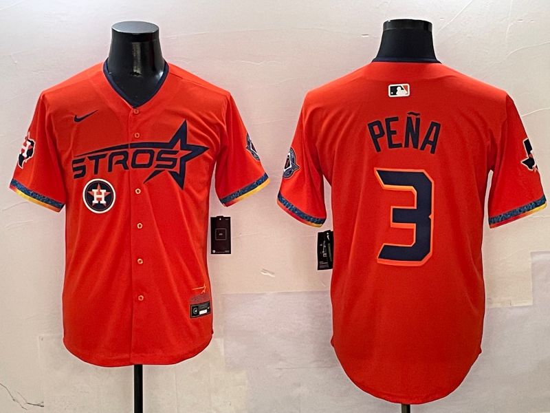 Men Houston Astros #3 Pena Orange Fourth generation Joint Name Nike 2025 MLB Jersey style 7